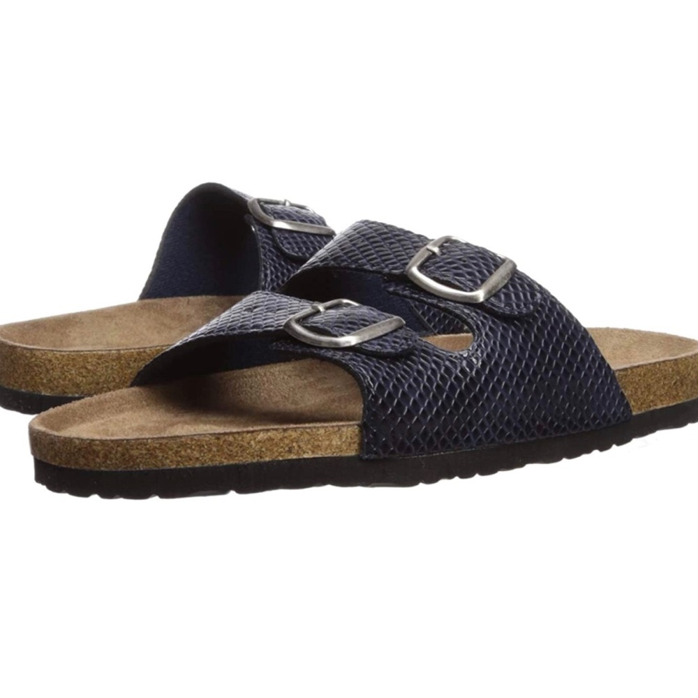 Northside Mariani Leather Strap Cork Sandal slate blue size 8